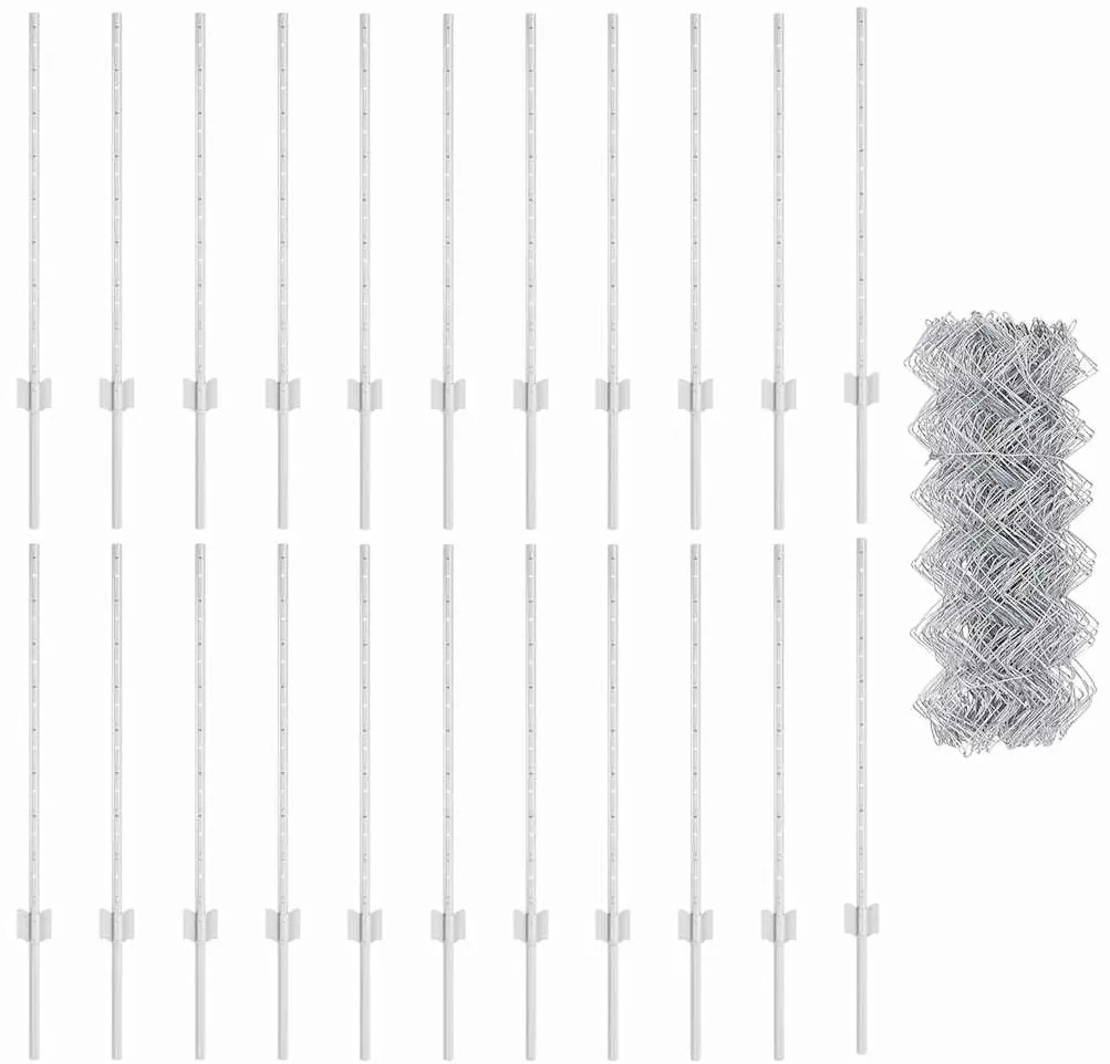 vidaXL Τείχος και Πόστ Ασημί 0,8 x 25 m Ατσάλι