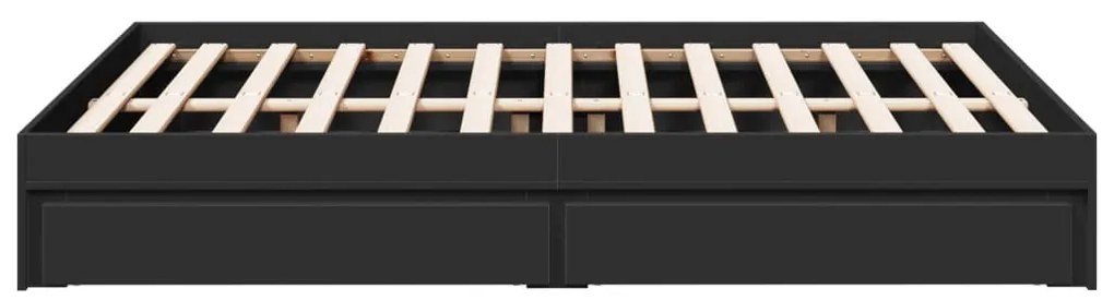 vidaXL Πλαίσιο Κρεβατιού με Συρτάρια Μαύρο 135x190 εκ Επεξεργ. Ξύλο