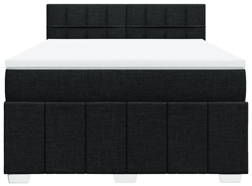 vidaXL Κρεβάτι Boxspring με Στρώμα Μαύρο 140x190 εκ. Υφασμάτινο