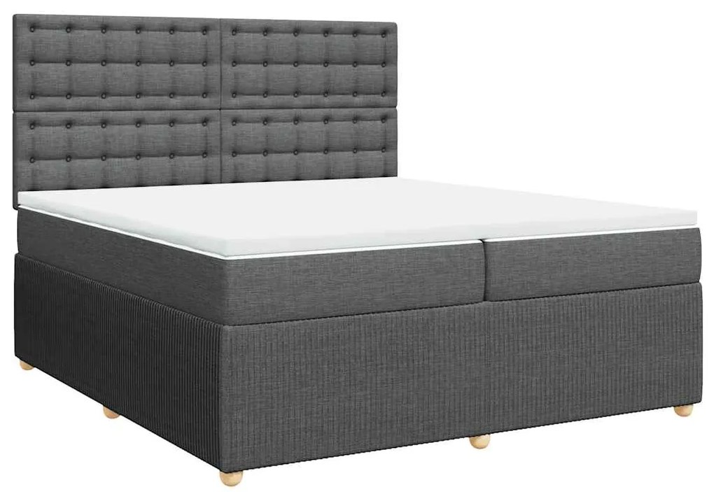 vidaXL Κρεβάτι Boxspring με Στρώμα Σκούρο Γκρι 200x200 εκ. Υφασμάτινο