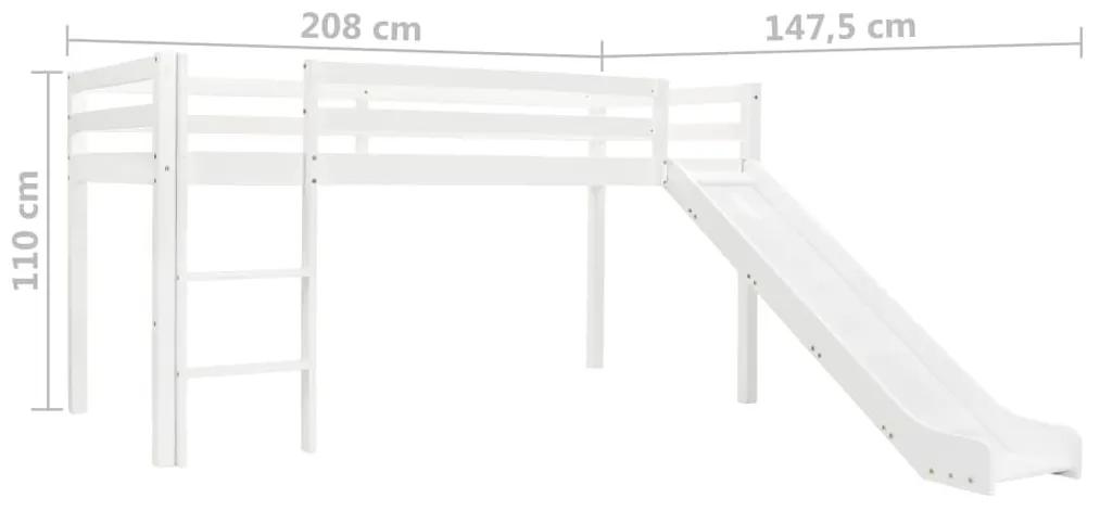 Πλαίσιο Υπερυψ. Κρεβατιού με Τσουλήθρα &amp; Σκάλα 97x208 εκ. Πεύκο - Λευκό