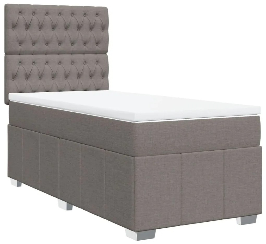 vidaXL Κρεβάτι Boxspring με Στρώμα Taupe 90x190 εκ.Υφασμάτινο