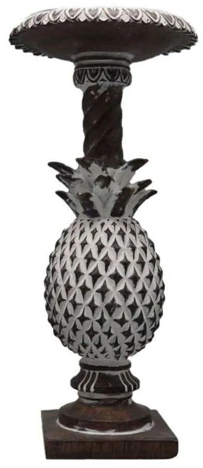 Κηροπήγιο Με Σχέδιο Ανανά FIG206 10,8x10,8x26cm Brown Espiel Polyresin