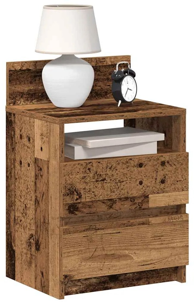 Κομοδίνα 2 τεμάχια με 2 συρτάρια Παλιό ξύλο 40x33x60 cm