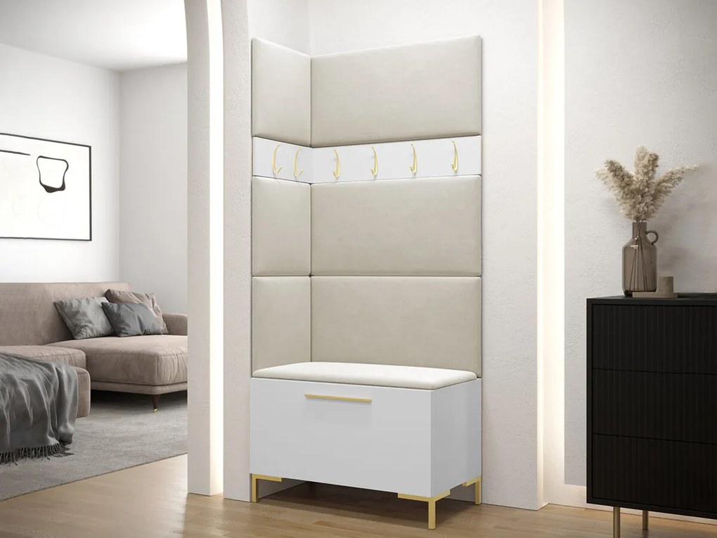 Σετ διαδρόμου Hartford F103, 196x84x46cm, 34 kg, Άσπρο, Ταπισερί, Πλαστικοποιημένη μοριοσανίδα, Εντοιχισμένη, Τοίχου | Epipla1.gr