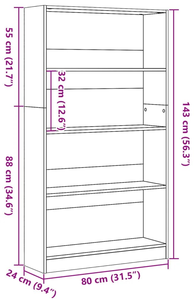 ΒΙΒΛΙΟΘΗΚΗ ΓΚΡΙ ΣΚΥΡΟΔΕΜΑΤΟΣ 80X24X143 ΕΚ. ΕΠΕΞΕΡΓ. ΞΥΛΟ 857847