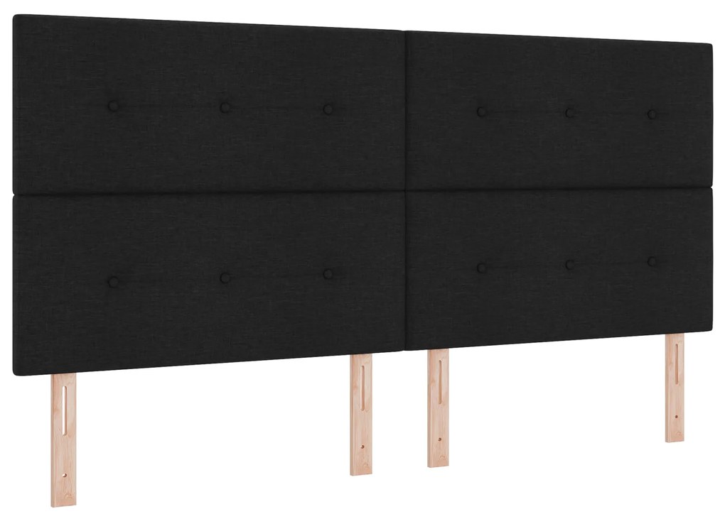 vidaXL Κρεβάτι box spring με στρώμα και φως LED σε μαύρο, 200 x 200 εκ. από ύφασμα