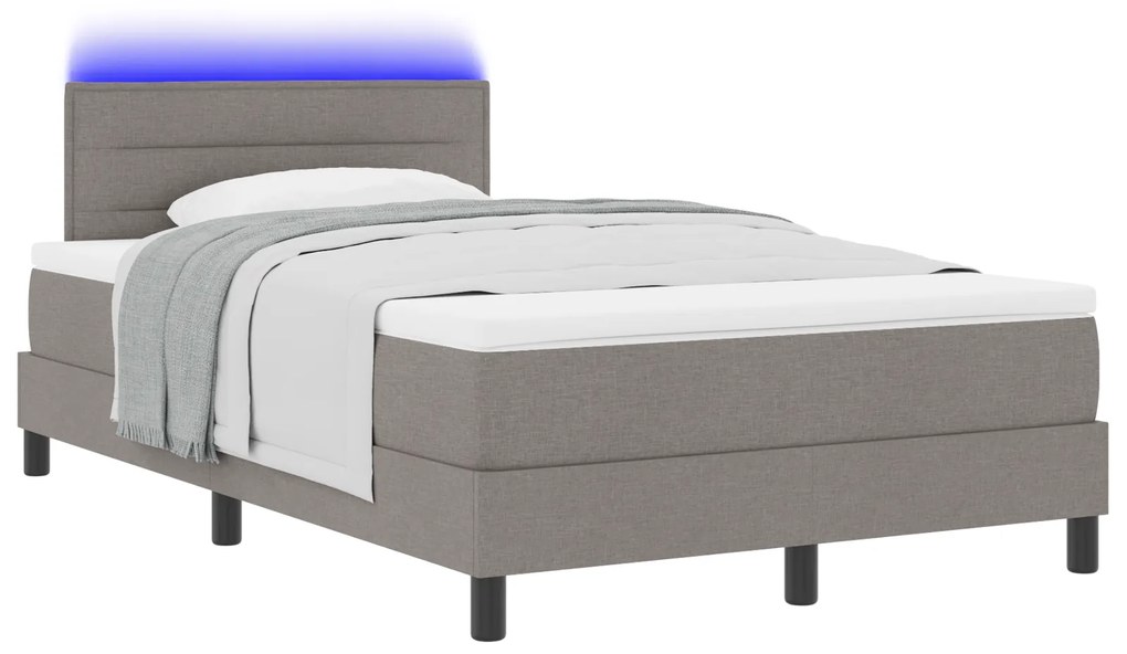 vidaXL Κρεβάτι με Στρώμα & LED 120x190 εκ. Υφασμάτινο