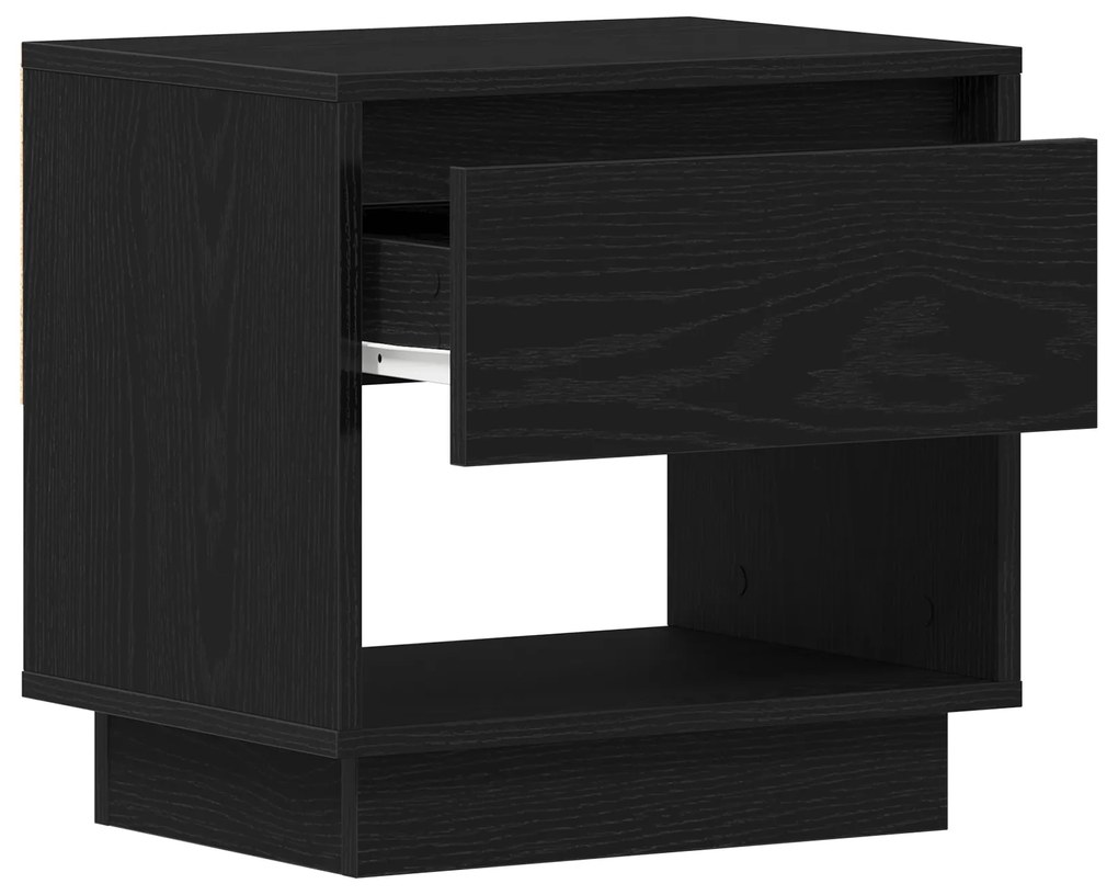 vidaXL Κομοδίνο Μαύρο Δρυς 45x34x48 εκ Επεξεργασμένο Ξύλο