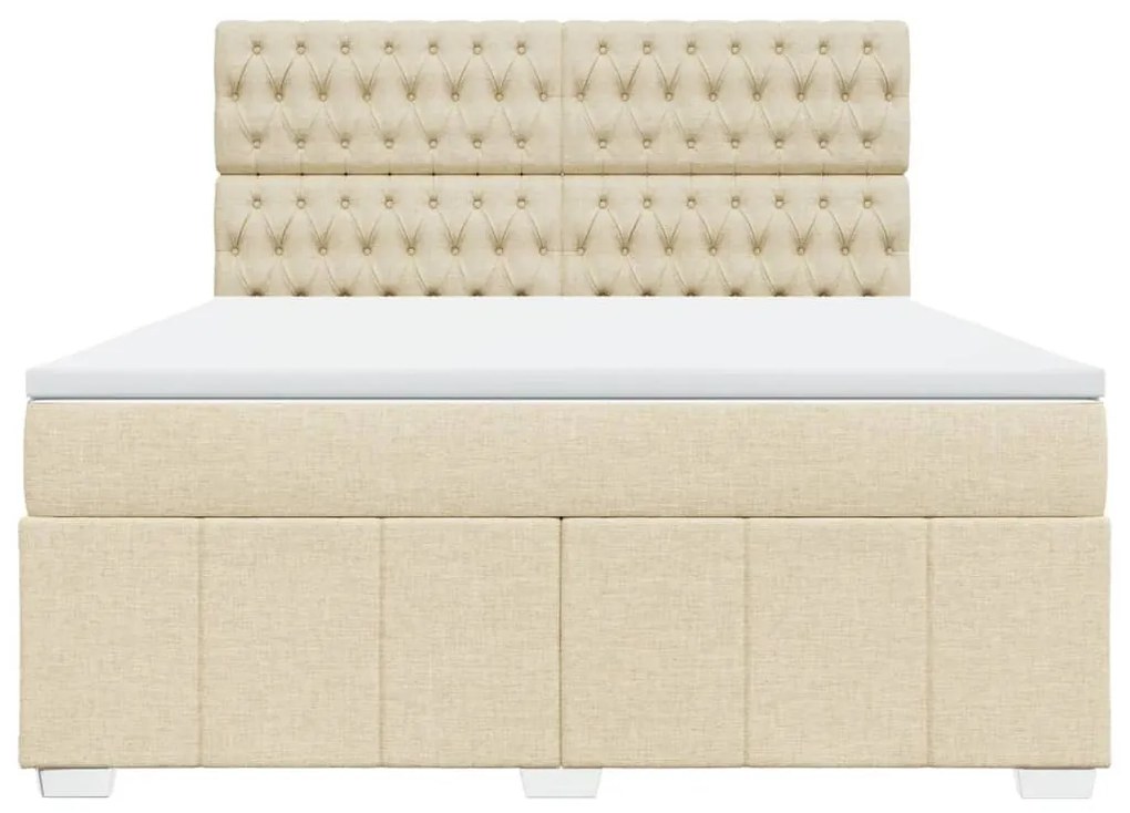 vidaXL Κρεβάτι Boxspring με Στρώμα Κρεμ 180x200 εκ. Υφασμάτινο