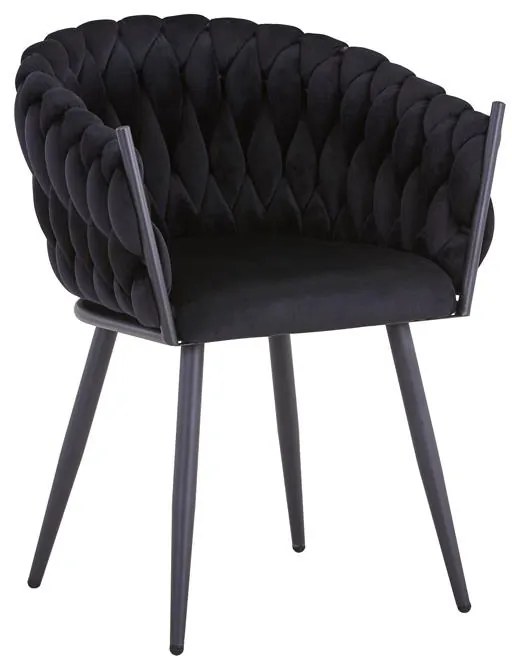 Καρέκλα Vivian μαύρο βελούδο-πόδι μαύρο μέταλλο 61x55x80εκ 2αδα 61x55x80 εκ.