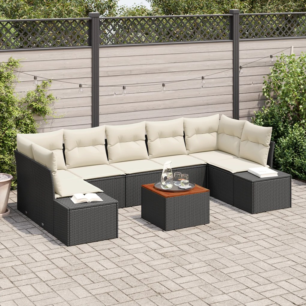 vidaXL Σετ Καναπέ Κήπου 8 pcs Μαύρος, λευκός 55 x 55 x 37 εκ