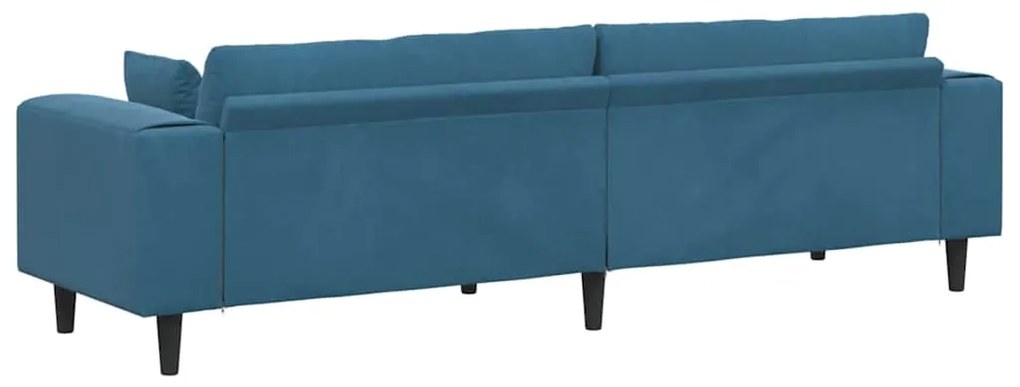 vidaXL Καναπές με μαξιλάρι Μπλε 250 x 77 x 76 εκ. Βελούδο