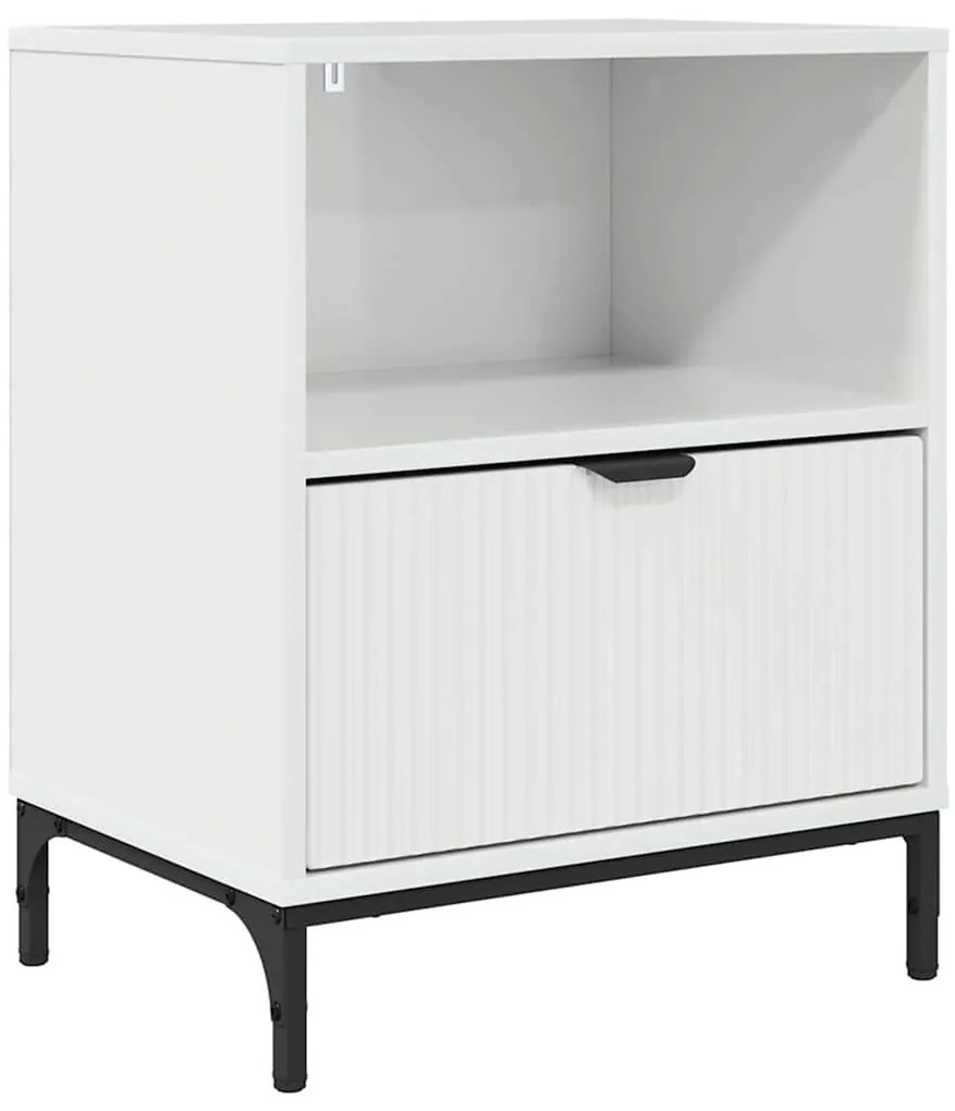 vidaXL Κομοδίνο Γυαλιστερό λευκό 49 x 36 x 61 εκ Επεξεργασμένο ξύλο