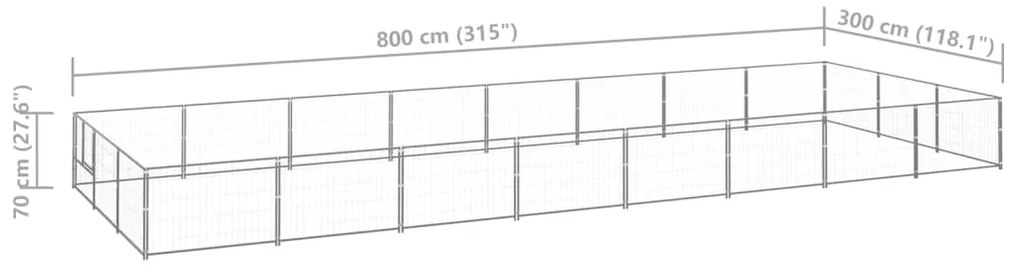 vidaXL Σπιτάκι Σκύλου Ασημί 24 μ² Ατσάλινο