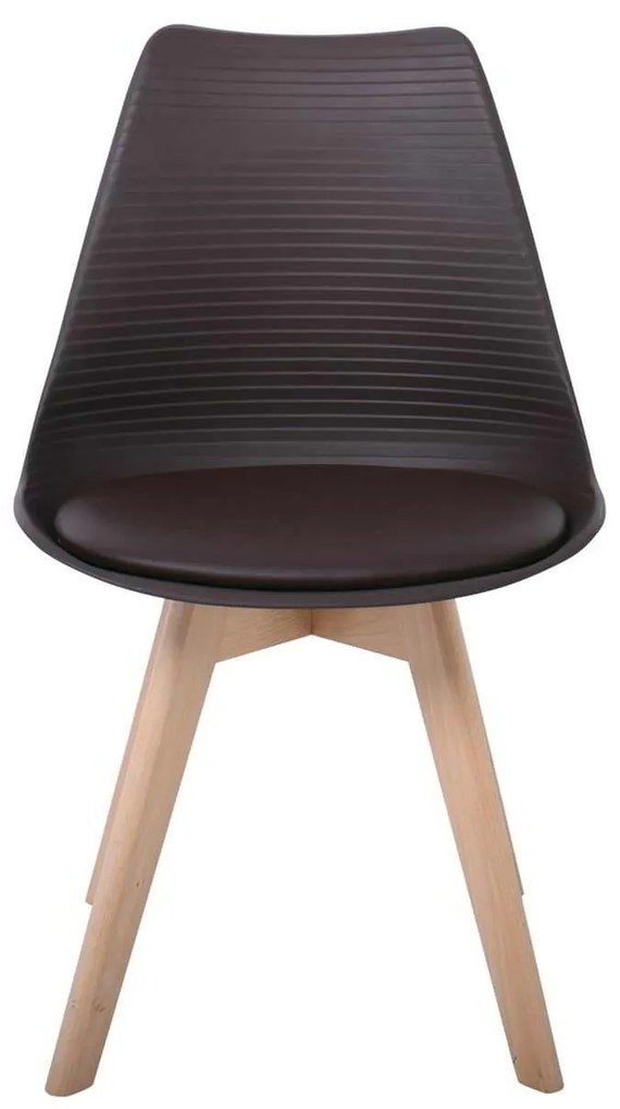 Καρέκλα MARTIN STRIPE Ξύλινο πόδι / PP Καφέ 49x56x82cm (Σετ 4 ΤΕΜ)