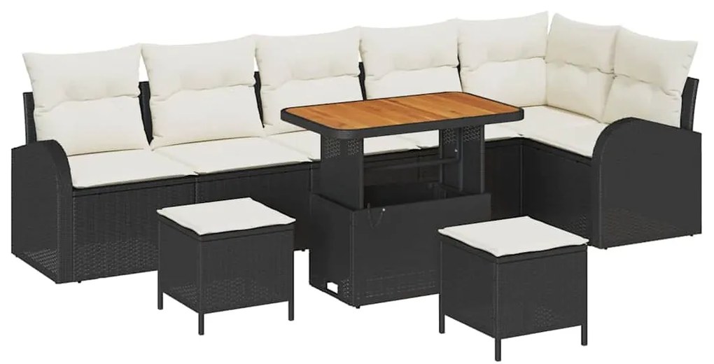 vidaXL Σετ Καναπέ Κήπου με μαξιλάρι 9 pcs Μαύρο Πολυ ράταν