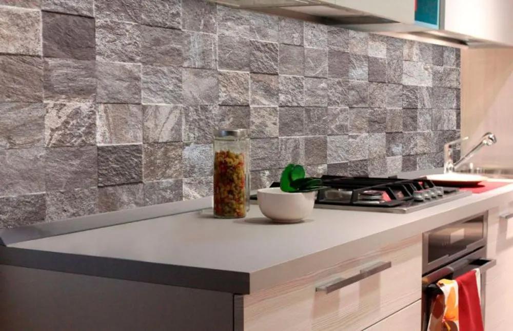 Αυτοκόλλητη φωτοταπετσαρία για πλακάκια πέτρας κουζίνας - 260x60
