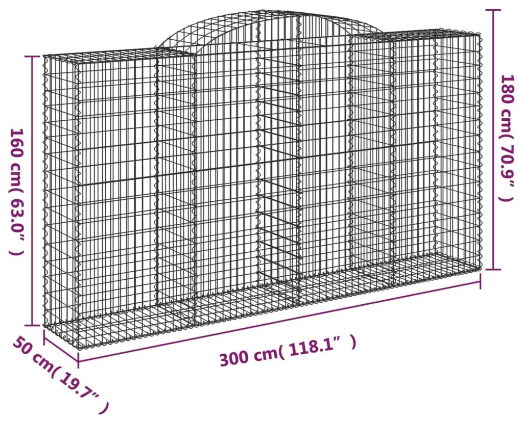 vidaXL Συρματοκιβώτια Τοξωτά 4 τεμ. 300x50x160/180 εκ. Γαλβαν. Ατσάλι