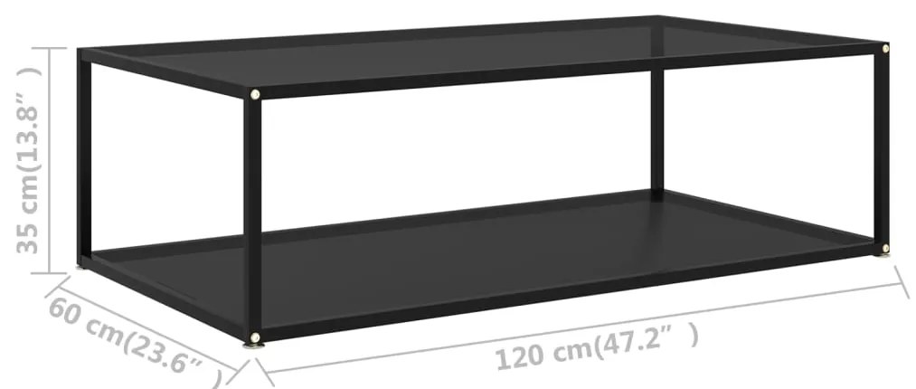vidaXL Τραπεζάκι Σαλονιού Μαύρο 120 x 60 x 35 εκ. από Ψημένο Γυαλί