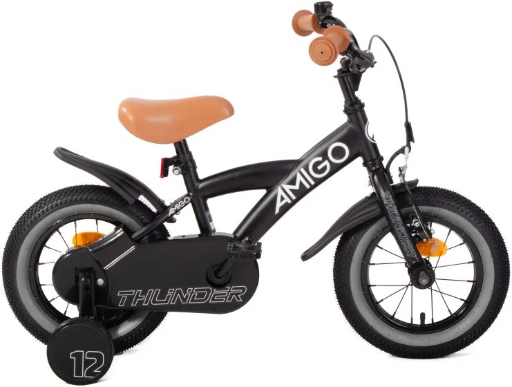 Thunder 12 Inch 21 cm Boys Coaster Brake BlackWhiteAMIGO