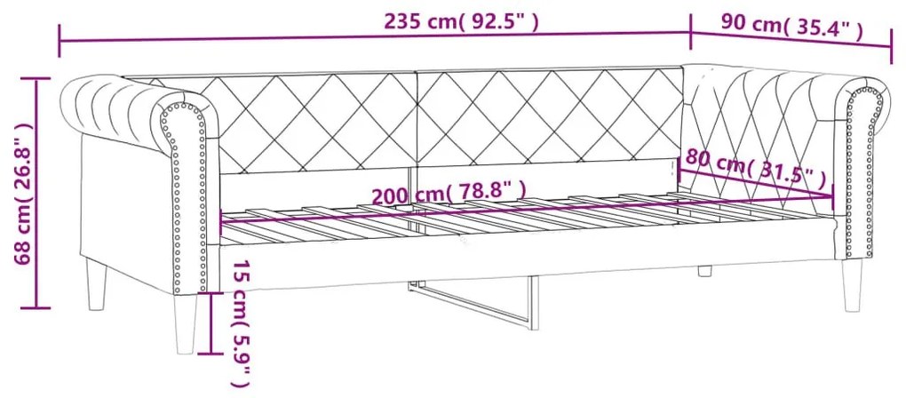 Καναπές Κρεβάτι Καπουτσίνο 80 x 200 εκ. από Συνθετικό Δέρμα - Καφέ