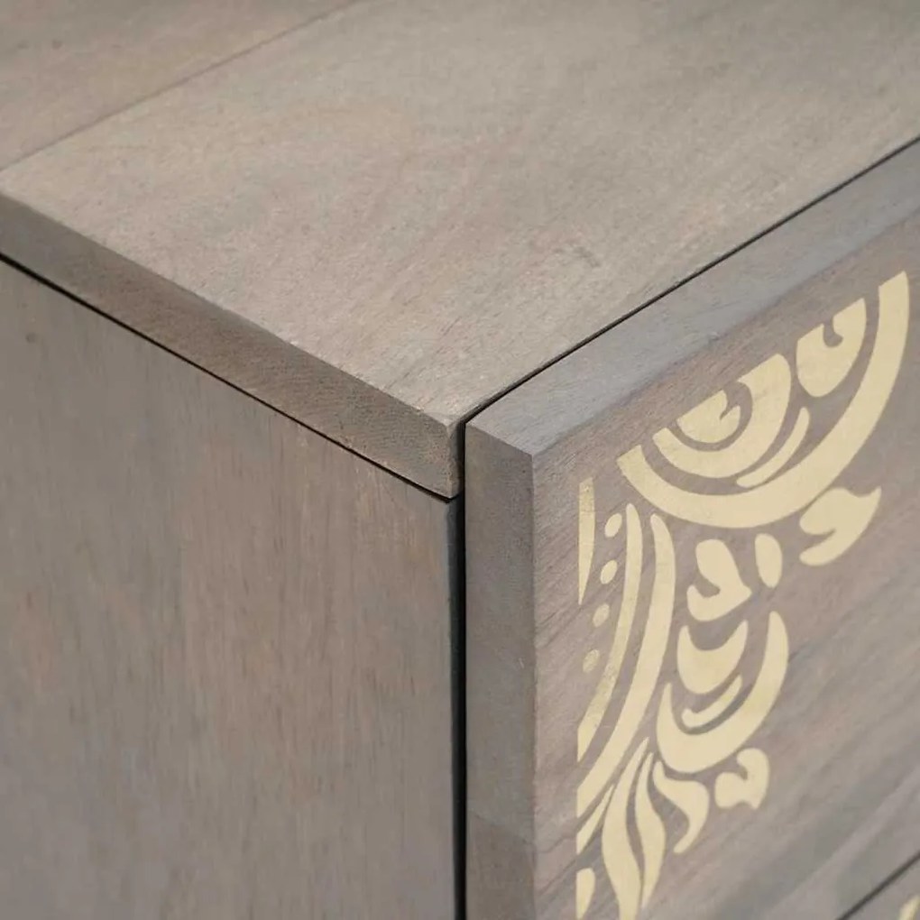 vidaXL Κομοδίνο με συρτάρι Γκρι 40 x 33 x 46 εκ. Μασίφ ξύλο μάνγκο