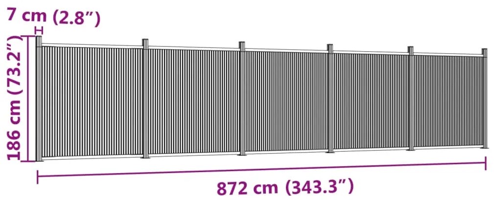 Πάνελ Περίφραξης Γκρι 872 x 186 εκ. από WPC - Γκρι