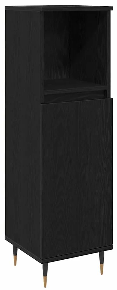 vidaXL Σετ Επίπλων Μπάνιου με πόρτα 3 pcs Μαύρη Οξυά 30 x 30 x 180 cm