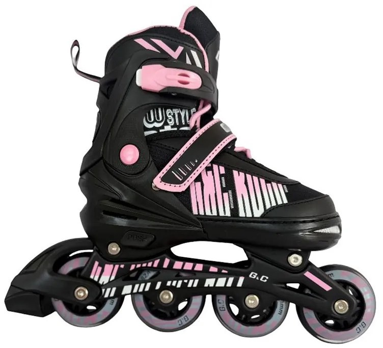 Αυξομειούμενα Rollers G&C BW Μαύρο/Ροζ IN-LINE SKATES Medium (35-38)