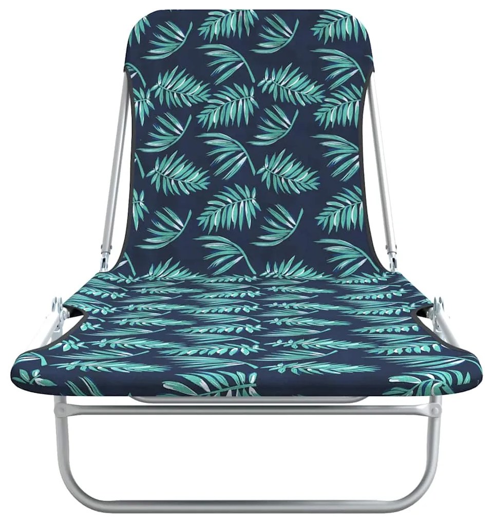 vidaXL Ξαπλώστρες Πτυσσόμενες 2 τεμ. με Σχέδιο Φύλλων Ατσάλι / Ύφασμα