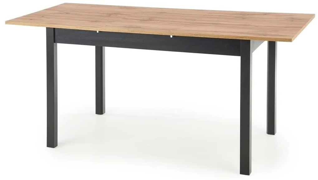 Τραπέζι Houston 965, Wotan δρυς, Μαύρο, 75x74x124cm, 34 kg, Επιμήκυνση, Πλαστικοποιημένη μοριοσανίδα | Epipla1.gr