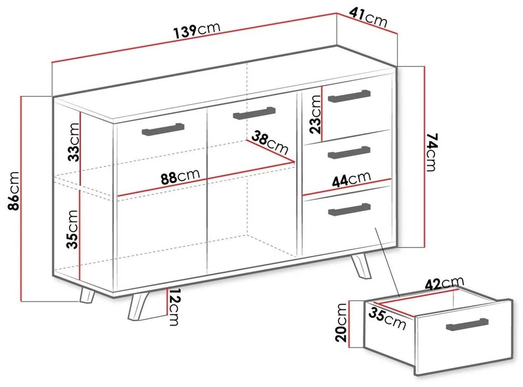 Σετ επίπλων Honolulu A108 (Μωβ), 411x200x58cm, Μωβ, Πλαστικοποιημένη μοριοσανίδα, Πόρτες ντουλάπας: Με μεντεσέδες, Καθρέφτης, Πόδια: Πλαστική ύλη