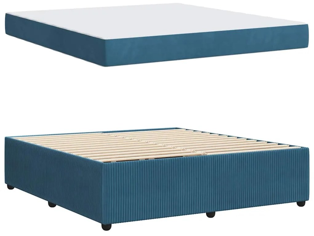 vidaXL Σκελετός κρεβατιού με στρώμα Μπλε 180 x 200 cm Βελούδο