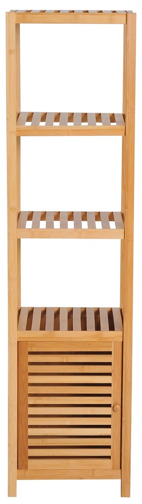 HOMCOM Ντουλάπι μπάνιου, ελεύθερο, 3 ράφια, στενό &amp; ψηλό, πόρτα με περσίδες, 36 x 33 x 140cm