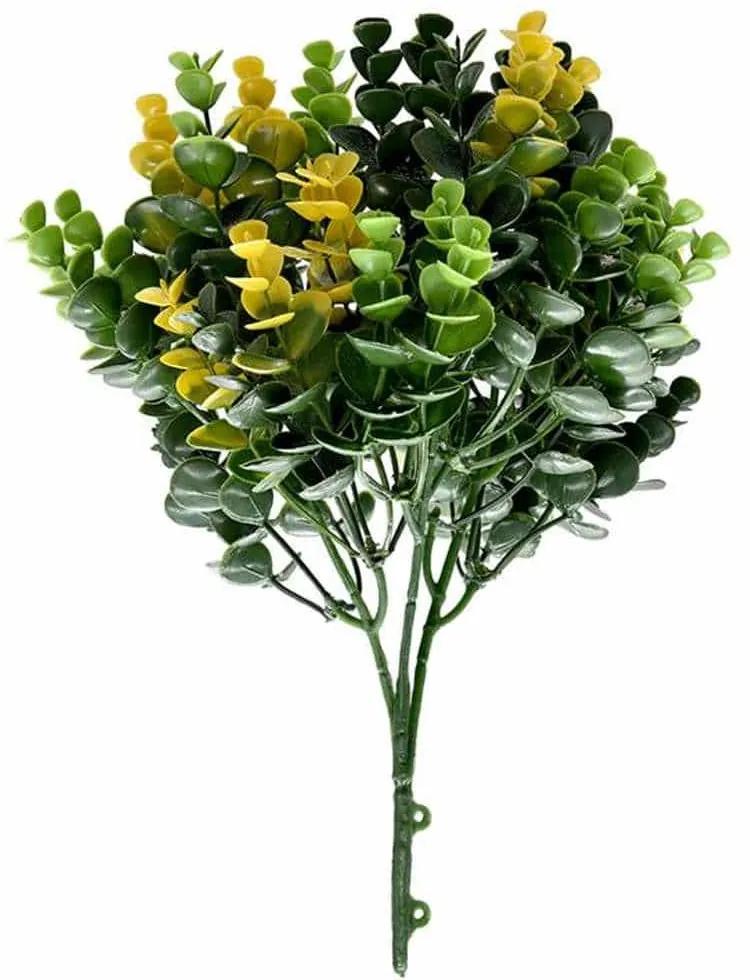 Μπουκέτο Διακοσμητικό W013 25-32cm Eucmalyptus Green-Yellow New Plan Πλαστικό