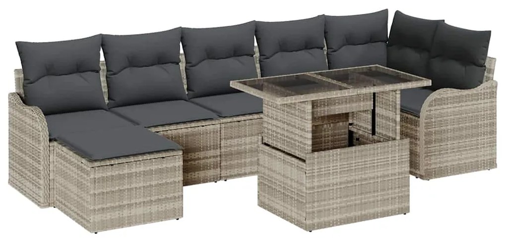 vidaXL Σετ Καναπέ Κήπου με μαξιλάρι 8 pcs Ανοιχτό γκρι Πολυ ράταν