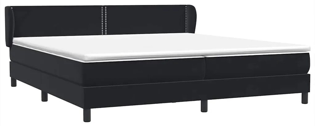 Box Spring Κρεβάτι με στρώματα Μαύρο 200x210 cm Βελούδινο - Μαύρο