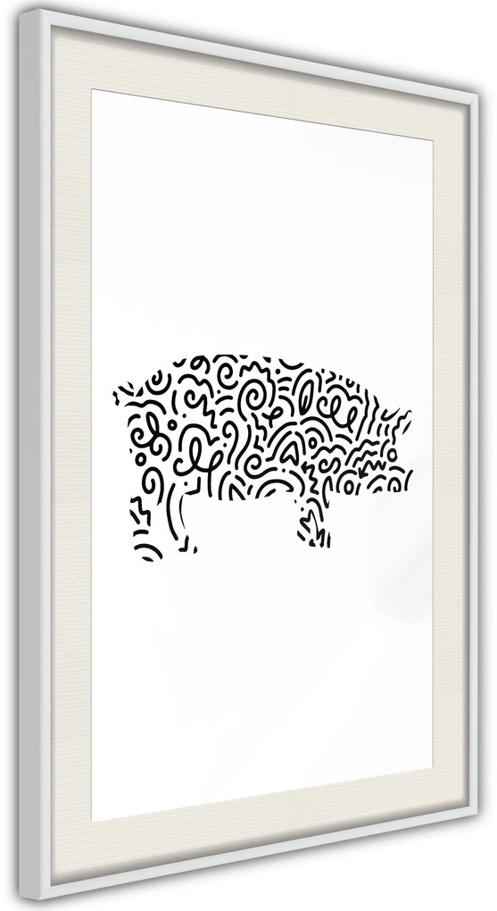 Αφίσα - Curly Pig  - 20x30 - Χρυσό - Χωρίς πασπαρτού