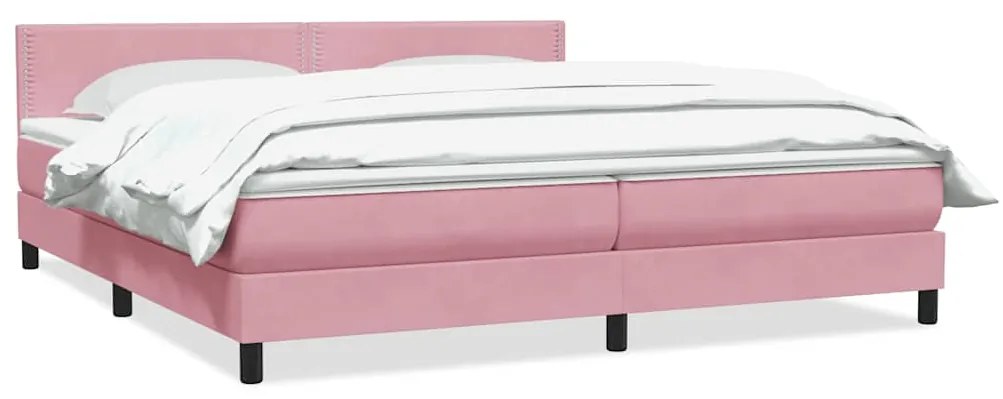 vidaXL Κρεβάτι Boxspring με Στρώμα Ροζ 180x210 εκ. Βελούδινο