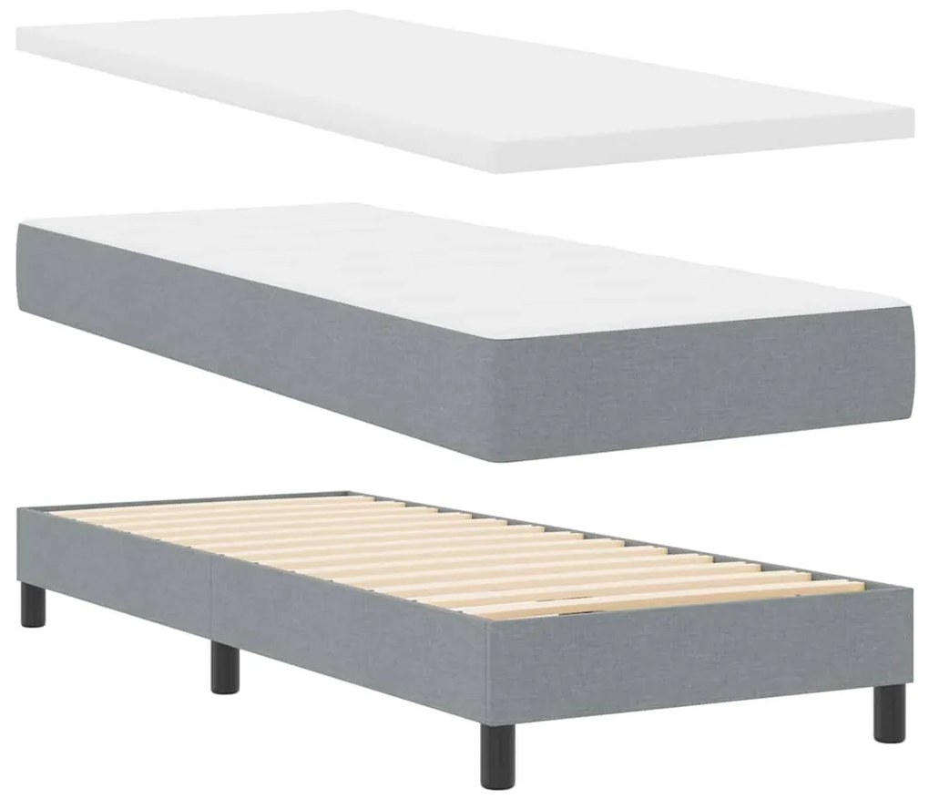vidaXL Κρεβάτι box spring με στρώμα Ανοιχτό γκρι 80 x 200 cm ύφασμα
