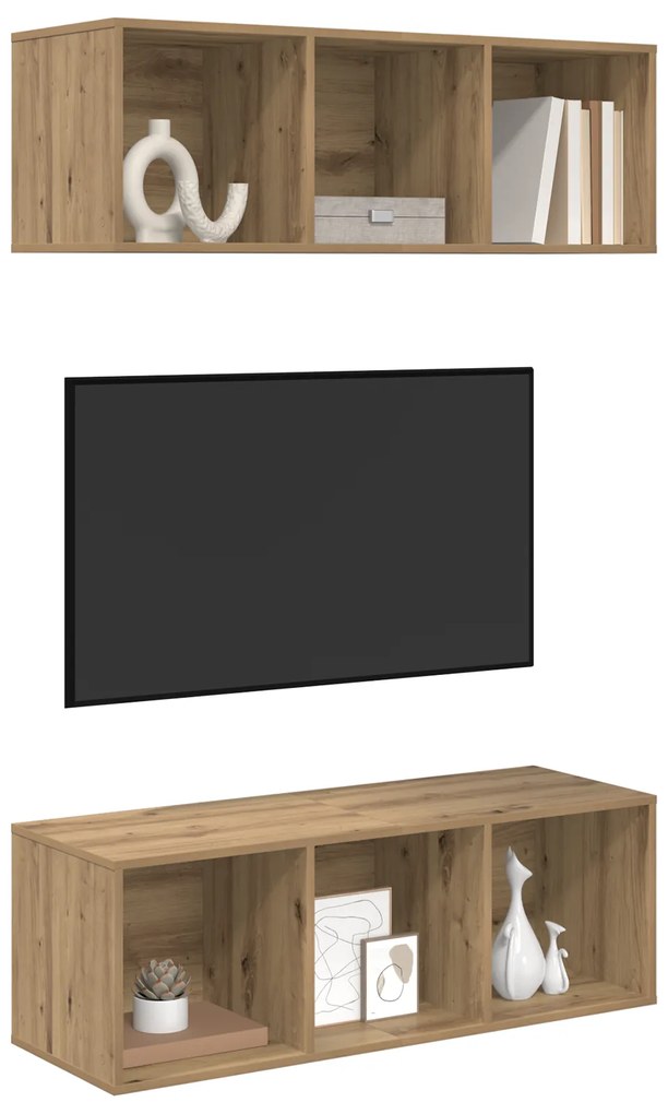 vidaXL Τοίχου ντουλάπες τηλεόρασης 2 pcs artisan δρυς 37 x 37 x 107 εκ