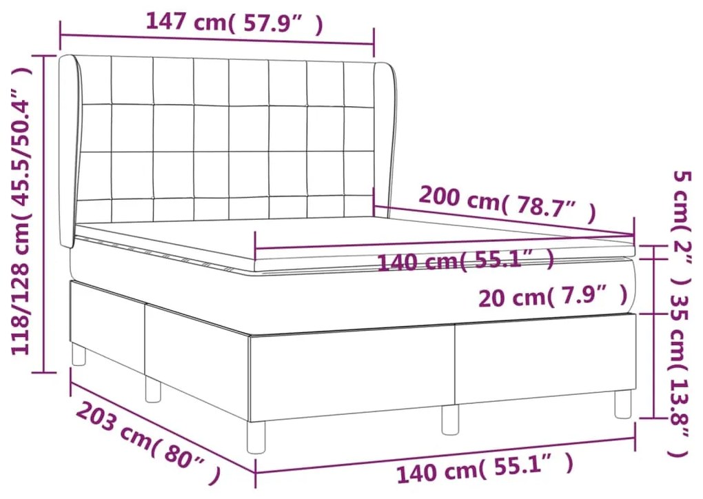 ΚΡΕΒΑΤΙ BOXSPRING ΜΕ ΣΤΡΩΜΑ ΣΚΟΥΡΟ ΚΑΦΕ 140X200 ΕΚ ΥΦΑΣΜΑΤΙΝΟ 3127968