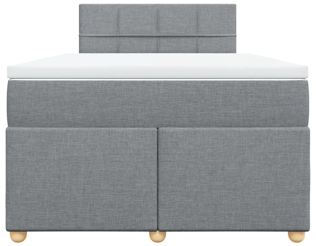 Κρεβάτι Boxspring με Στρώμα Ανοιχτό Γκρι 120x190 εκ. Υφασμάτινο - Γκρι