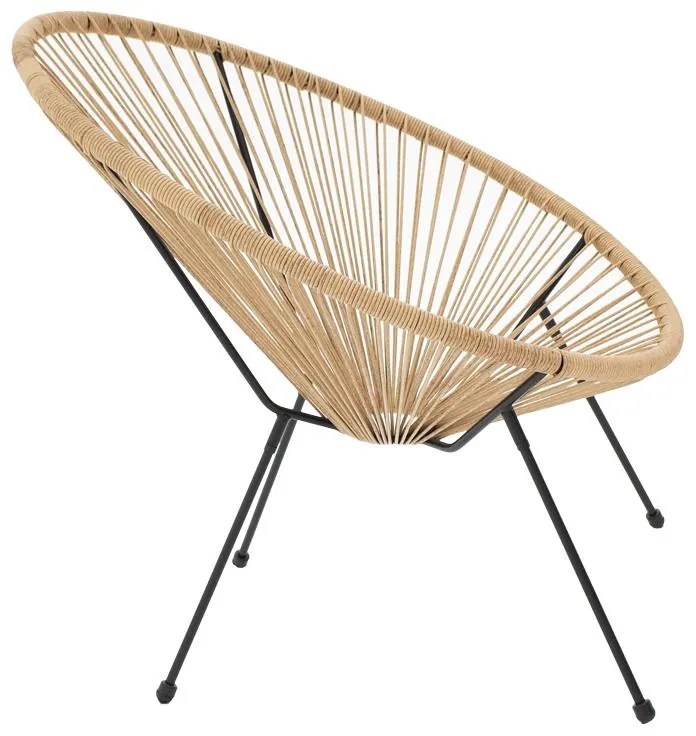 Καρέκλα - Πολυθρόνα κήπου Acapulco μαύρο μέταλλο - pe rattan σε φυσική απόχρωση 71x76x85 εκ. 71x78x85 εκ.