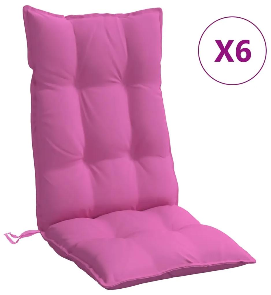 vidaXL Μαξιλάρια Καρέκλας με Ψηλή Πλάτη 6 τεμ. Ροζ από Ύφασμα Oxford