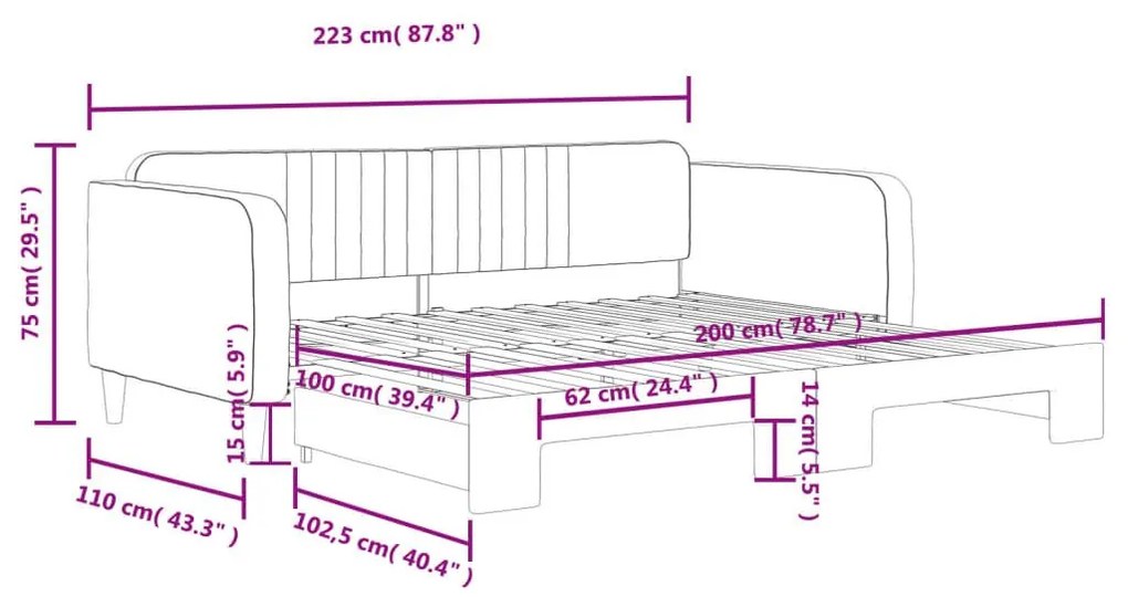 Καναπές Κρεβάτι Συρόμενος Μπλε 100 x 200 εκ. Βελούδινος - Μπλε
