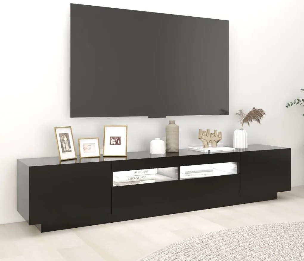 vidaXL Έπιπλο Τηλεόρασης με LED Μαύρο 200 x 35 x 40 εκ.