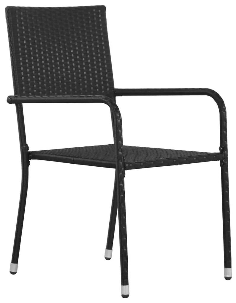 Καρέκλες Τραπεζαρίας Εξωτ. Χώρου 6 τεμ. Μαύρες Συνθετικό Ρατάν - Μαύρο