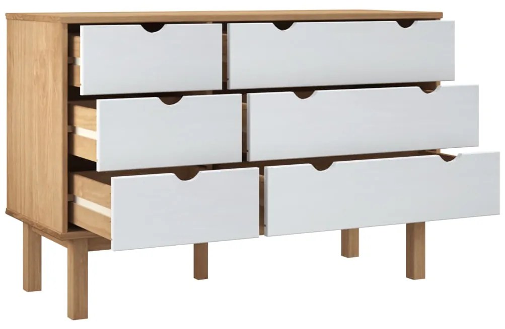 vidaXL Συρταριέρα OTTA Καφέ & Λευκό 111x43x73,5 εκ. Μασίφ Ξύλο Πεύκου